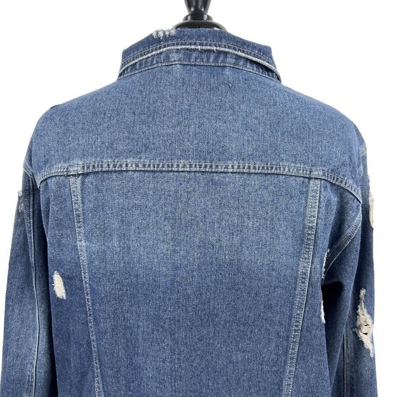Jack & Avery Womens 3XL Outerwear Destroyed Distressed Denim Ripped Jean Jacket - Picture 3 of 16
